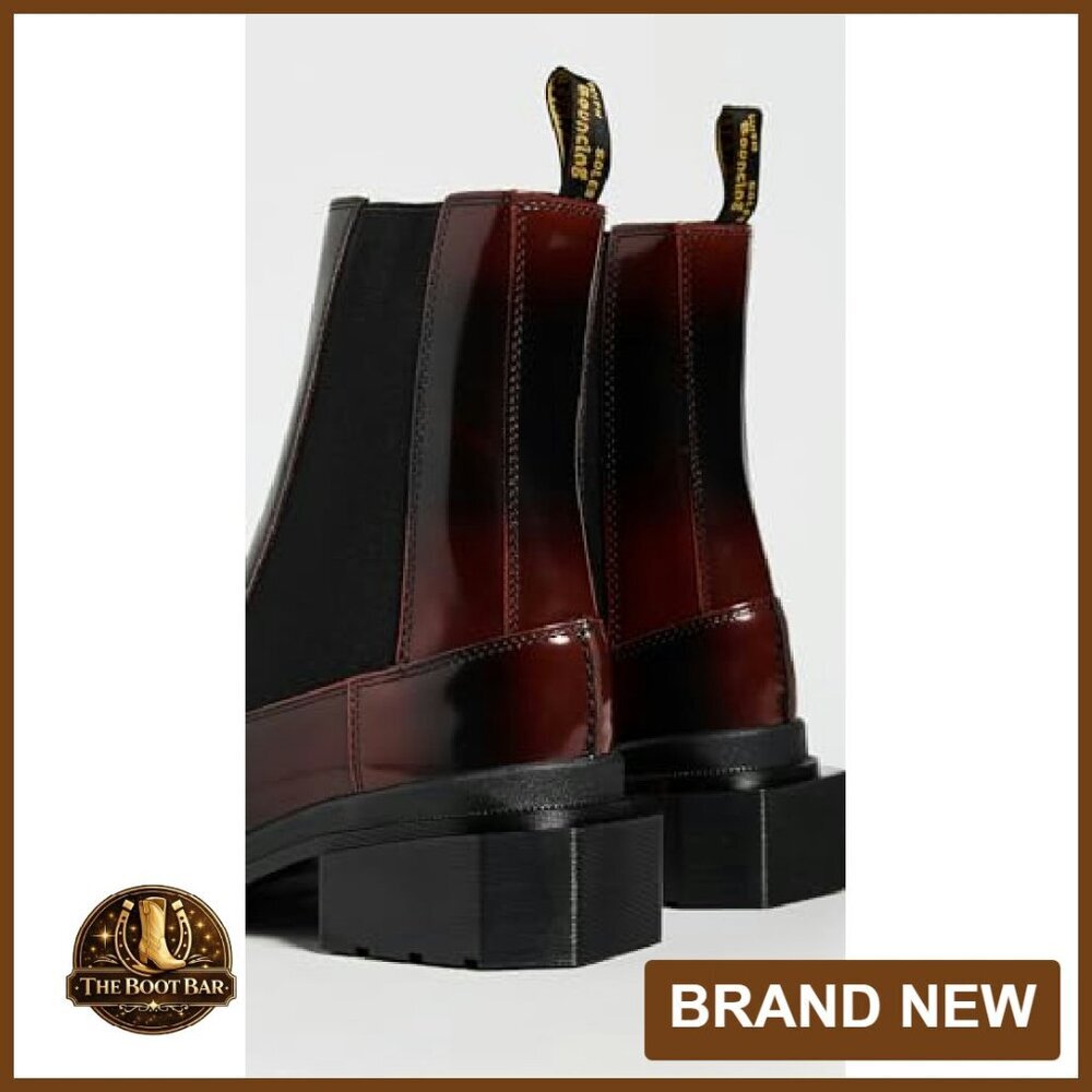 Square Toe Chelsea Boots Slip On Elastic Panels Low Profile Sole - Picture 4 of 5